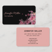 エレガント水色フローラ黒 名刺 (正面/裏面)