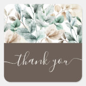 エレガント水色フローラ スクエアシール (正面)