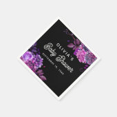 エレガント水色ブラックパープルフローラベイビーシャワー スタンダードカクテルナプキン (角)