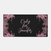 エレガント水色マグノリアフローラブラック デスクマット (正面)