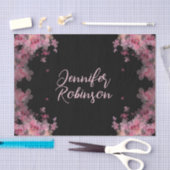 エレガント水色マグノリアフローラブラック 薄葉紙 (クラフト)