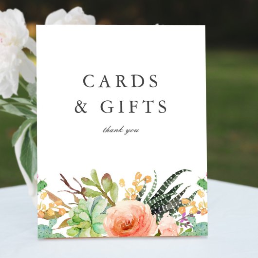 エレガント水色多肉乳婚式ギフトサイン ポスター