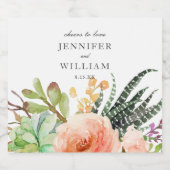 エレガント水色多肉性バラ結婚ズ ビールラベル (シングルラベル)