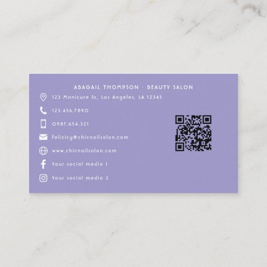 エレガント水色多肉性フローラプロフェッショナル 名刺 (裏面)