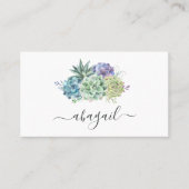 エレガント水色多肉性フローラプロフェッショナル 名刺 (正面)