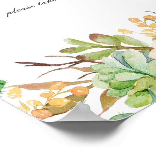 エレガント水色多肉性結婚式の引き出物標識 ポスター (角)