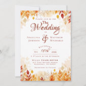 エレガント水色紅葉素朴結婚s 招待状 (正面)