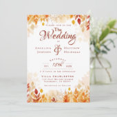 エレガント水色紅葉素朴結婚s 招待状 (スタンド正面)