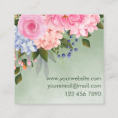 エレガント水色縁ど花 スクエア名刺 (裏面)