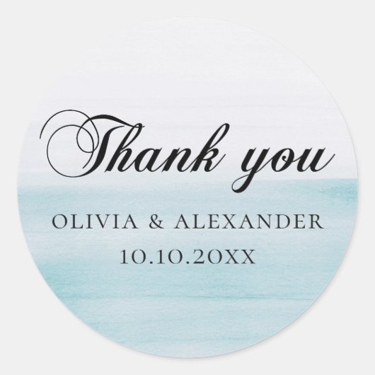 エレガント水色航海の結婚青感謝してい君 ラウンドシール (正面)