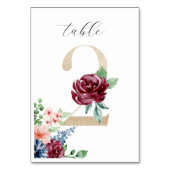 エレガント水色花模様フェイク結婚金ゴールド2 テーブルナンバー (裏面)