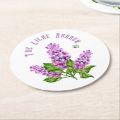 エレガント水色薄紫 ラウンドペーパーコースター (アングル)