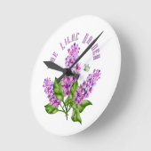 エレガント水色薄紫 ラウンド壁時計 (傾斜)