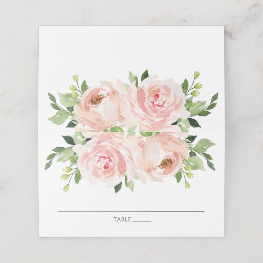 エレガント水色赤面フローラ結婚 プレイスカード (外部開封)