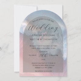 エレガント沿岸波アーチビーチ結婚式 招待状