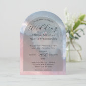 エレガント沿岸波アーチビーチ結婚式 招待状 (スタンド正面)