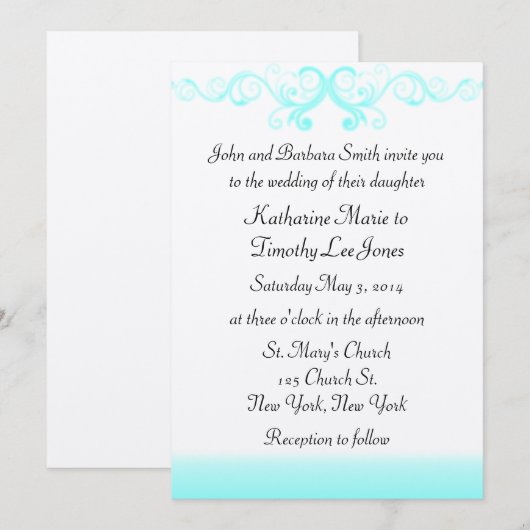 エレガント波結婚 招待状 (正面/裏面)