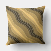 エレガント波線パターン砂茶色 クッション (裏面)