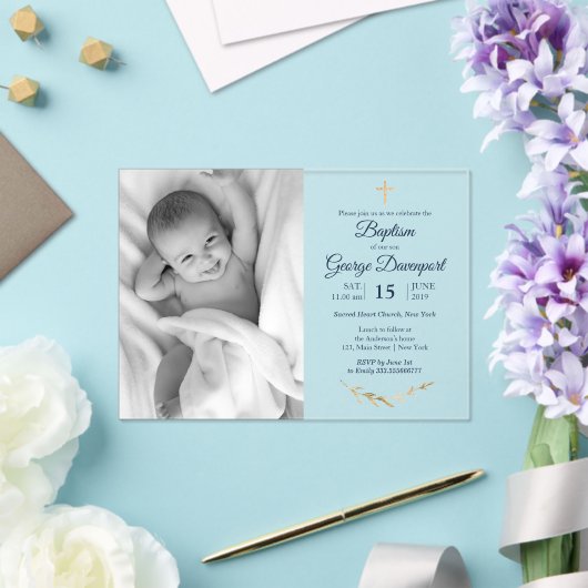 エレガント洗礼宗教イベントカスタム写真 アクリル招待状 (インサイチュ (ウェディング))