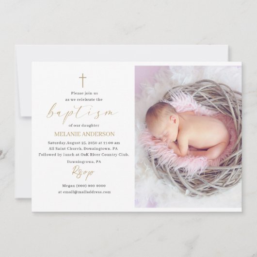 エレガント洗礼宗教イベントカスタム写真 招待状 (正面)