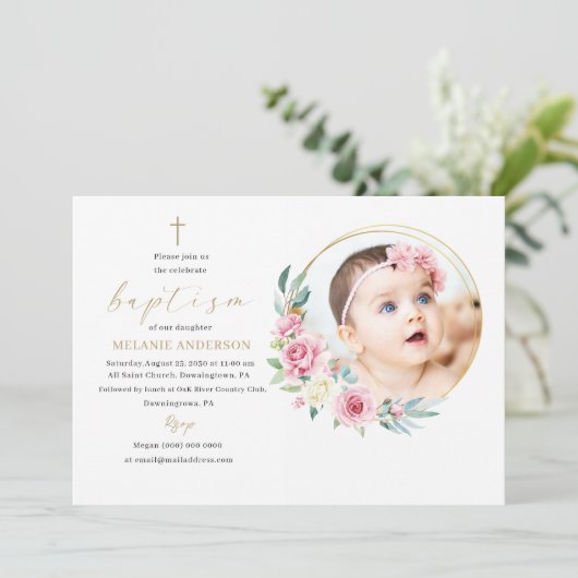 エレガント洗礼宗教イベントカスタム写真Invite 招待状 (スタンド正面)