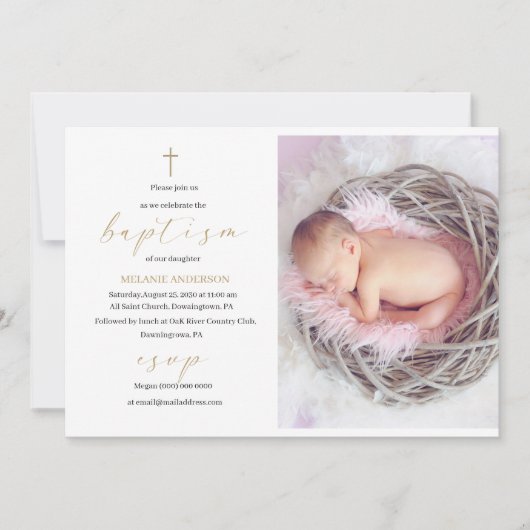 エレガント洗礼宗教イベントカスタム写真Invite 招待状 (正面)