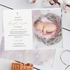 エレガント洗礼宗教イベントカスタム写真Invite 招待状