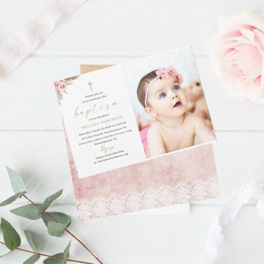 エレガント洗礼宗教イベントカスタム写真Invite 招待状