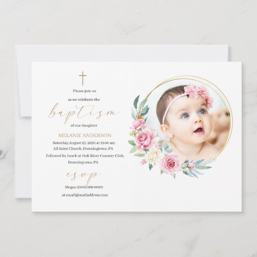 エレガント洗礼宗教イベントカスタム写真Invite 招待状 (正面)