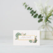 エレガント洗練されたフローラの葉のフレームとストライプ 名刺 (スタンド正面)