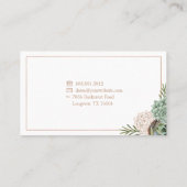 エレガント洗練されたフローラの葉のフレームとストライプ 名刺 (裏面)
