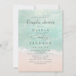 エレガント海きらめくビーチカップルのシャワー 招待状