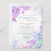 エレガント海シェルビーチ1日の誕生日 招待状 (正面)