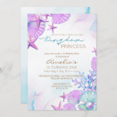 エレガント海シェルビーチ1日の誕生日 招待状 (正面/裏面)