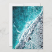 エレガント海ネイビーブルーウェーブビーチ結婚式 招待状 (裏面)