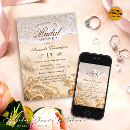 エレガント海ビーチサマーブライダルシャワー 招待状