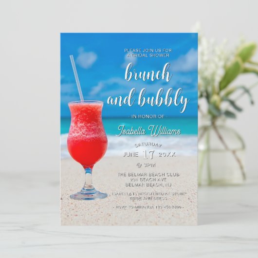 エレガント海ビーチサマーブライダルシャワー 招待状 (スタンド正面)