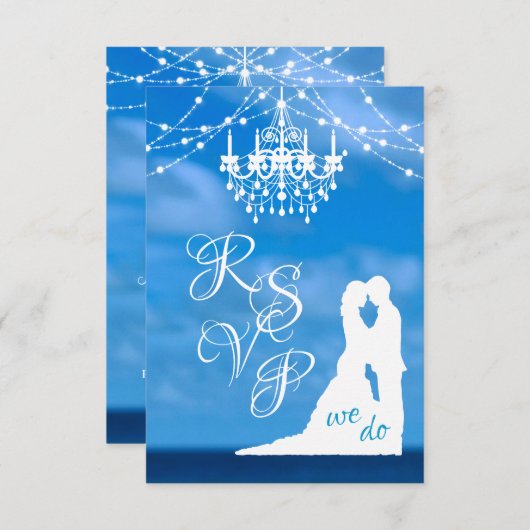 エレガント海ビーチ、シャンデリア&サマー結婚ズ 出欠カード (正面/裏面)