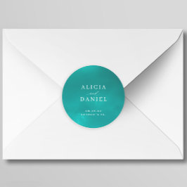 エレガント海ブルーの夏の目的地の結婚式 ラウンドシール