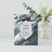 エレガント海ブルーウェーブ招待状はがき インビテーションポストカード (スタンド正面)