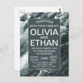 エレガント海ブルーウェーブ招待状はがき ポストカード (正面/裏面)