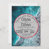 エレガント海ブルーウェーブ結婚式招待状 招待状 (正面)