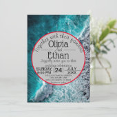 エレガント海ブルーウェーブ結婚式招待状 招待状 (スタンド正面)