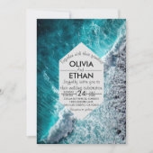 エレガント海ブルーウェーブ結婚式招待状 招待状 (正面)
