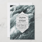 エレガント海ブルーウェーブ結婚式招待状 招待状 (正面)