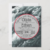 エレガント海ブルーウェーブ結婚式招待状 招待状 (正面)