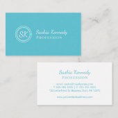 エレガント海ブルースクリプトプロフェッショナルモノグラム 名刺 (正面/裏面)