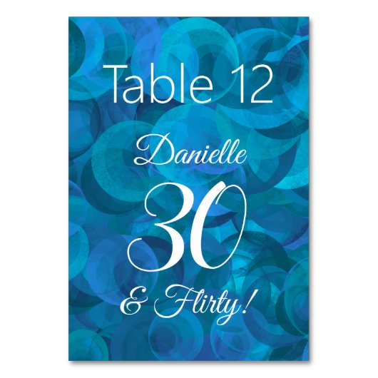エレガント海ブルー30とバースディ気のあるそぶりをしたアパーティー テーブルナンバー (正面)