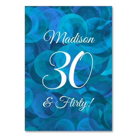 エレガント海ブルー30気のあるそぶりをしたと誕生日パーティー テーブルナンバー (正面)