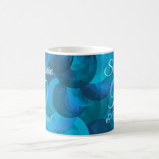 エレガント海ブルー90および非ストップパーソナライズされた9 コーヒーマグカップ (中央)